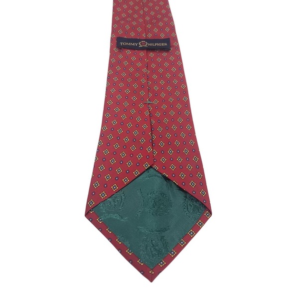 Tommy Hilfiger Men Tie Necktie Designer Luxury Two-Tone Red Blue Business Casual - Picture 4 of 12